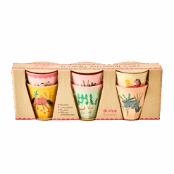 Melamine Kids Cups In Pink Farm Prints - Small - 6 Pcs. In Gift Box(Melamine Kids Cups In Pink Farm Prints Small 6 Pcs In Gift Box)