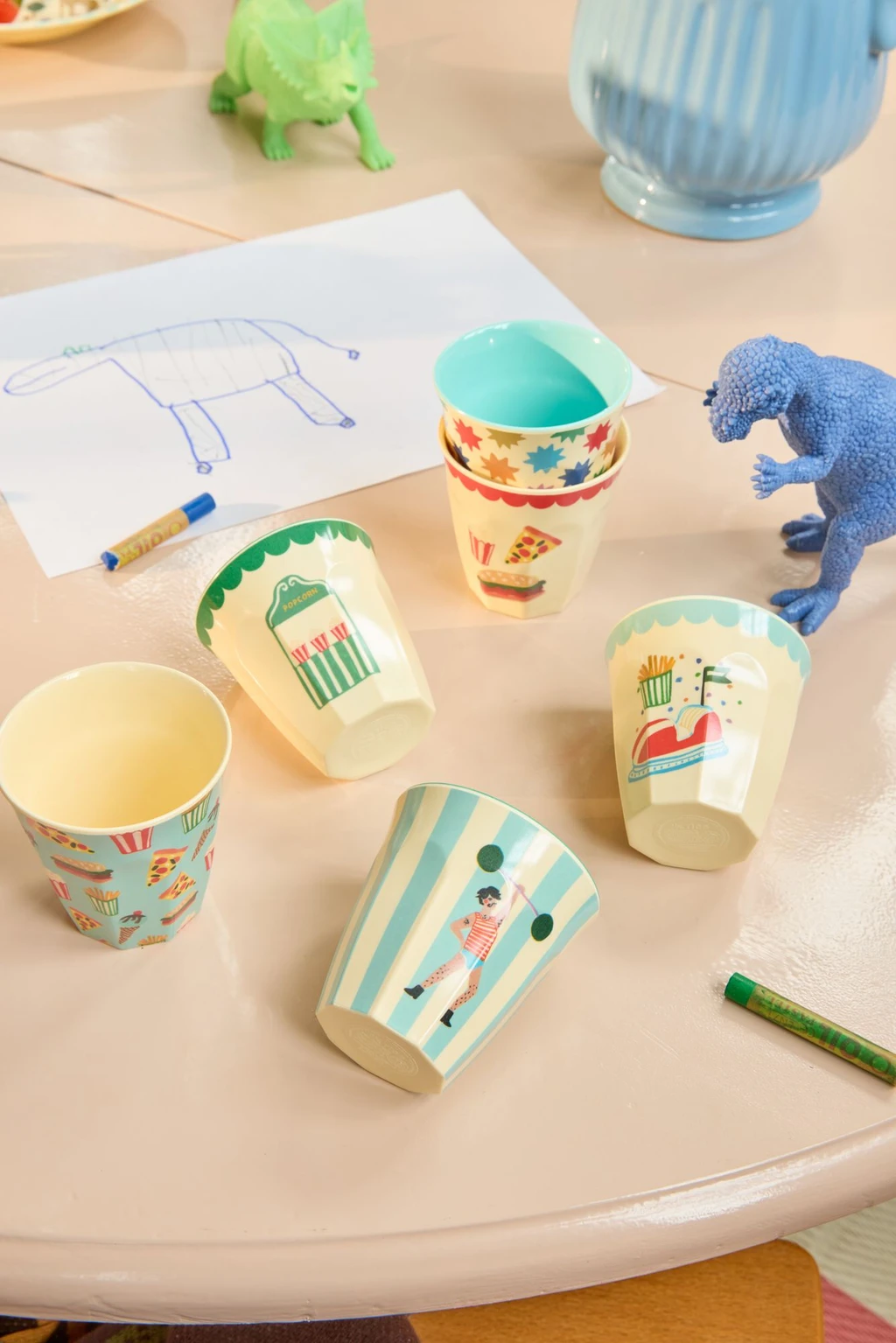 Melamine Kids Cups In Fun Fair Mint Prints - Small - 6 Pcs. In Gift Box -(Melamine Kids Cups In Fun Fair Mint Prints Small 6 Pcs In Gift Box Pre Order Now Ships Early April) 2 Melamine Kids Cups In Fun Fair Mint Prints - Small - 6 Pcs. In Gift Box -(Melamine Kids Cups In Fun Fair Mint Prints Small 6 Pcs In Gift Box Pre Order Now Ships Early April) - Image 2