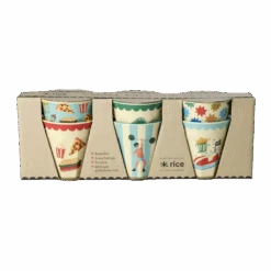 Melamine Kids Cups In Fun Fair Mint Prints - Small - 6 Pcs. In Gift Box -(Melamine Kids Cups In Fun Fair Mint Prints Small 6 Pcs In Gift Box Pre Order Now Ships Early April)