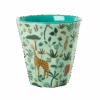 Medium Melamine Cups | Green All Over Jungle Animal Print(Set Of 2 Medium Melamine Cups Green All Over Jungle Animal Print)