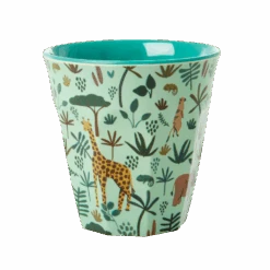 Medium Melamine Cups | Green All Over Jungle Animal Print(Set Of 2 Medium Melamine Cups Green All Over Jungle Animal Print)