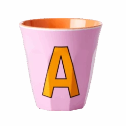 Melamine Cup - Medium With Alphabet In Pinkish Colors | Letter A(Melamine Cup Medium With Alphabet In Pinkish Letter A)