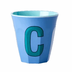 Melamine Cup - Medium With Alphabet In Bluish Colors | Letter C(Medium With Alphabet In Bluish Colors Letter C)