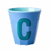 Two Melamine Cups - Medium With Alphabet In Bluish Colors | Letter C(Melamine Cup Medium With Alphabet In Bluish Colors Letter C Copy)