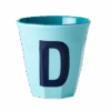Two Melamine Cups - Medium With Alphabet In Bluish Colors | Letter D(Melamine Cup Medium With Alphabet In Bluish Colors Letter D Copy)