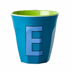 Melamine Cup - Medium With Alphabet In Bluish Colors | Letter E(Melamine Cup Medium With Alphabet In Bluish Colors Letter E)