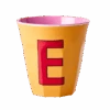 Melamine Cup - Medium With Alphabet In Pinkish Colors | Letter E(Melamine Cup Medium With Alphabet In Pinkish Colors Letter E)
