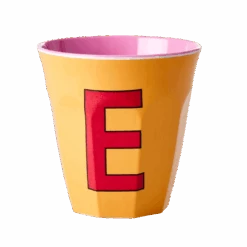 Melamine Cup - Medium With Alphabet In Pinkish Colors | Letter E(Melamine Cup Medium With Alphabet In Pinkish Colors Letter E)