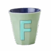 Two Melamine Cups - Medium With Alphabet In Bluish Colors | Letter F(Two Melamine Cups Medium With Alphabet In Bluish Colors Letter F)