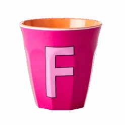 Melamine Cup - Medium With Alphabet In Pinkish Colors | Letter F(Melamine Cup Medium With Alphabet In Pinkish Colors Letter F)