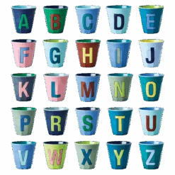 Two Melamine Cups - Medium With Alphabet In Bluish Colors | Letter B(Two Melamine Cups Medium With Alphabet In Bluish Colors Letter B Copy) -Rice By Rice MELCU ALPFULLBXC 1 512