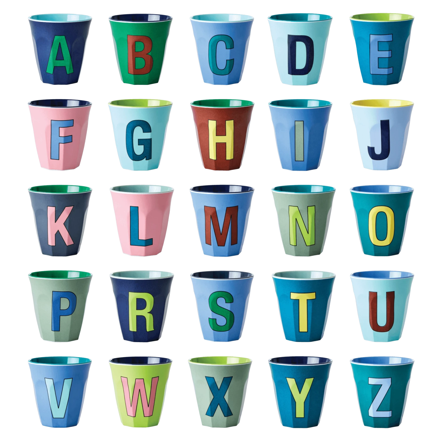 Melamine Cup - Medium With Alphabet In Bluish Colors | Letter A(Melamine Cup Medium With Alphabet In Bluish Colors Letter A) 2 Melamine Cup - Medium With Alphabet In Bluish Colors | Letter A(Melamine Cup Medium With Alphabet In Bluish Colors Letter A) - Image 2