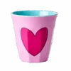 Set Of 2 Medium Melamine Cup | Heart In Soft Pink Print(Set Of 2 Medium Melamine Cup Heart In Soft Pink Print)