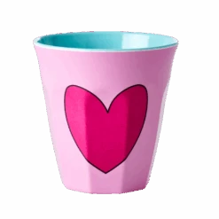Set Of 2 Medium Melamine Cup | Heart In Soft Pink Print(Set Of 2 Medium Melamine Cup Heart In Soft Pink Print)