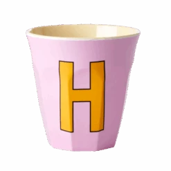 Two Melamine Cups - Medium With Alphabet In Pinkish Colors | Letter H(Two Melamine Cups Medium With Alphabet In Pinkish Colors Letter H)