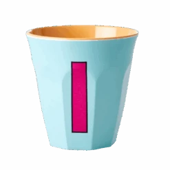 Two Melamine Cups - Medium With Alphabet In Pinkish Colors | Letter I(Two Melamine Cups Medium With Alphabet In Pinkish Colors Letter I)