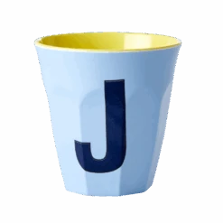 Melamine Cup - Medium With Alphabet In Bluish Colors | Letter J(Melamine Cup Medium With Alphabet In Bluish Colors Letter J)
