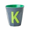 Melamine Cup - Medium With Alphabet In Bluish Colors | Letter K(Melamine Cup Medium With Alphabet In Dark Grey Letter K)