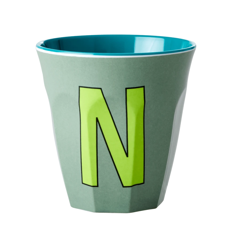 Melamine Cup - Medium With Alphabet In Bluish Colors | Letter N(Melamine Cup Medium With Alphabet In Bluish Colors Letter N) 1 Melamine Cup - Medium With Alphabet In Bluish Colors | Letter N(Melamine Cup Medium With Alphabet In Bluish Colors Letter N)