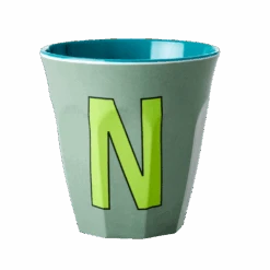 Two Melamine Cups - Medium With Alphabet In Bluish Colors | Letter N(Melamine Cup Medium With Alphabet In Bluish Colors Letter N Copy)