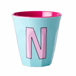 Melamine Cup - Medium With Alphabet In Pinkish Colors | Letter N(Melamine Cup Medium With Alphabet In Pinkish Colors Letter N)