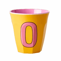 Two Melamine Cups - Medium With Alphabet In Pinkish Colors | Letter O(Two Melamine Cups Medium With Alphabet In Pinkish Colors Letter O)