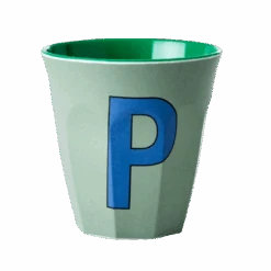 Melamine Cup - Medium With Alphabet In Bluish Colors | Letter P(Melamine Cup Medium With Alphabet In Bluish Colors Letter P)
