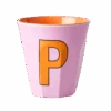 Two Melamine Cups - Medium With Alphabet In Pinkish Colors | Letter P(Two Melamine Cups Medium With Alphabet In Pinkish Colors Letter P)