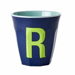 Melamine Cup - Medium With Alphabet In Bluish Colors | Letter R(Melamine Cup Medium With Alphabet In Bluish Colors Letter R)