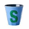 Melamine Cup - Medium With Alphabet In Bluish Colors | Letter S(Melamine Cup Medium With Alphabet In Bluish Colors Letter S)