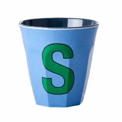 Melamine Cup - Medium With Alphabet In Bluish Colors | Letter S(Melamine Cup Medium With Alphabet In Bluish Colors Letter S)