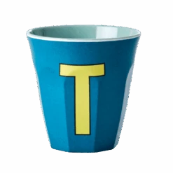 Two Melamine Cups - Medium With Alphabet In Bluish Colors | Letter T (Copy)(Melamine Cup Medium With Alphabet In Bluish Colors Letter T Copy)