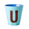 Melamine Cup - Medium With Alphabet In Bluish Colors | Letter U(Melamine Cup Medium With Alphabet In Bluish Colors Letter U)