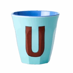 Melamine Cup - Medium With Alphabet In Bluish Colors | Letter U(Melamine Cup Medium With Alphabet In Bluish Colors Letter U)