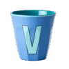Melamine Cup - Medium With Alphabet In Bluish Colors | Letter V(Melamine Cup Medium With Alphabet In Bluish Colors Letter V)