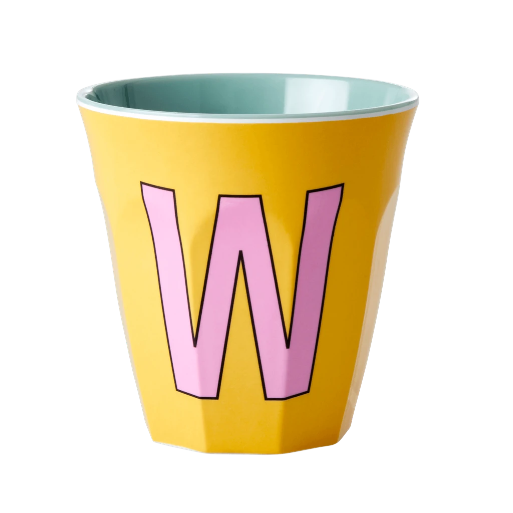 Melamine Cup - Medium With Alphabet In Pinkish Colors | Letter W(Melamine Cup Medium With Alphabet In Pinkish Colors Letter W) 1 Melamine Cup - Medium With Alphabet In Pinkish Colors | Letter W(Melamine Cup Medium With Alphabet In Pinkish Colors Letter W)