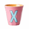 Melamine Cup - Medium With Alphabet In Pinkish Colors | Letter X(Melamine Cup Medium With Alphabet In Pinkish Colors Letter X)