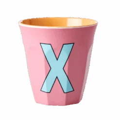 Melamine Cup - Medium With Alphabet In Pinkish Colors | Letter X(Melamine Cup Medium With Alphabet In Pinkish Colors Letter X)