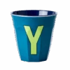 Two Melamine Cups - Medium With Alphabet In Bluish Colors | Letter Y(Two Melamine Cups Medium With Alphabet In Bluish Colors Letter Y)