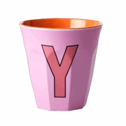 Two Melamine Cups - Medium With Alphabet In Pinkish Colors | Letter Y(Two Melamine Cups Medium With Alphabet In Pinkish Colors Letter Y)