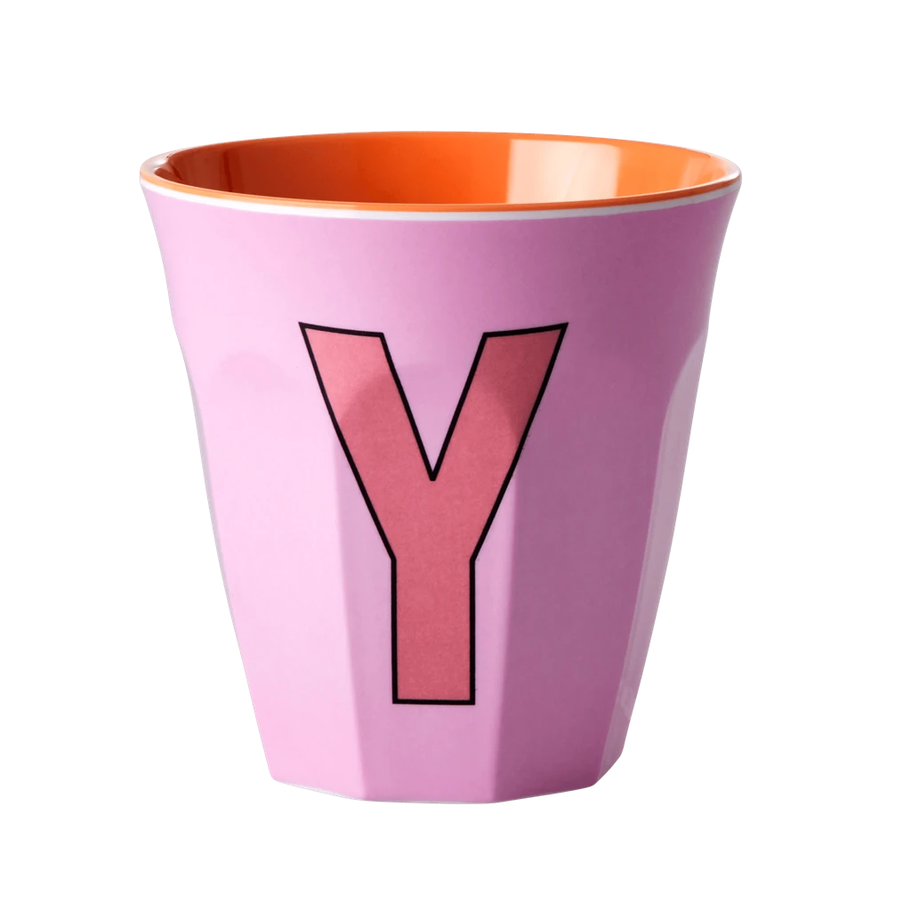 Two Melamine Cups - Medium With Alphabet In Pinkish Colors | Letter Y(Two Melamine Cups Medium With Alphabet In Pinkish Colors Letter Y) 1 Two Melamine Cups - Medium With Alphabet In Pinkish Colors | Letter Y(Two Melamine Cups Medium With Alphabet In Pinkish Colors Letter Y)