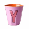 Melamine Cup - Medium With Alphabet In Pinkish Colors | Letter Y(Melamine Cup Medium With Alphabet In Pinkish Colors Letter Y)