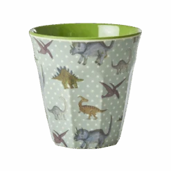Medium Melamine Cup - Green - New Dino Print(Copy Of Medium Melamine Cup Blue Butterfly Field Print)