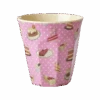 Medium Melamine Cup - Pink - Sweet Cake Print(Copy Of Medium Melamine Cup Blue Poppies Love Print)