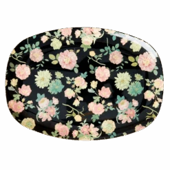Melamine Rectangular Plate | Dark Rose Print(Melamine Rectangular Plate With Dark Rose Print)