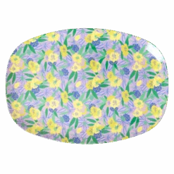 Medium Melamine Rectangular Plate - Purple - Fancy Pansy Prints(Medium Melamine Rectangular Plate Purple Fancy Pansy Prints)
