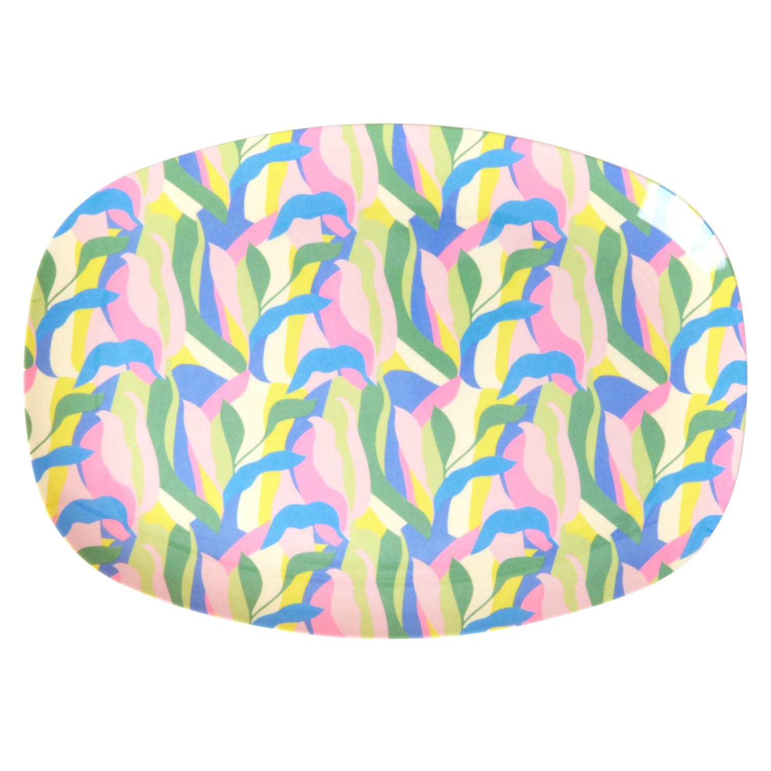 Medium Melamine Rectangular Plate - Blue - Jungle Fever Print(Medium Melamine Rectangular Plate Blue Jungle Fever Print) 1 Medium Melamine Rectangular Plate - Blue - Jungle Fever Print(Medium Melamine Rectangular Plate Blue Jungle Fever Print)