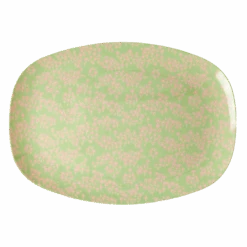 Melamine Rectangular Plate | Pink Flower Field Print(Melamine Rectangular Plate With Pink Flower Field Print)