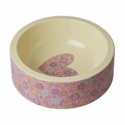 Round Pet Bowl - Pink - Flower Print(Round Pet Bowl Pink Flower Print)