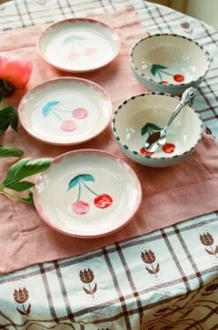 Ceramic Cake Plate With Hand Painted Cherries(Ceramic Cake Plate With Hand Painted) -Rice By Rice RICE CE24 ANALOG 27